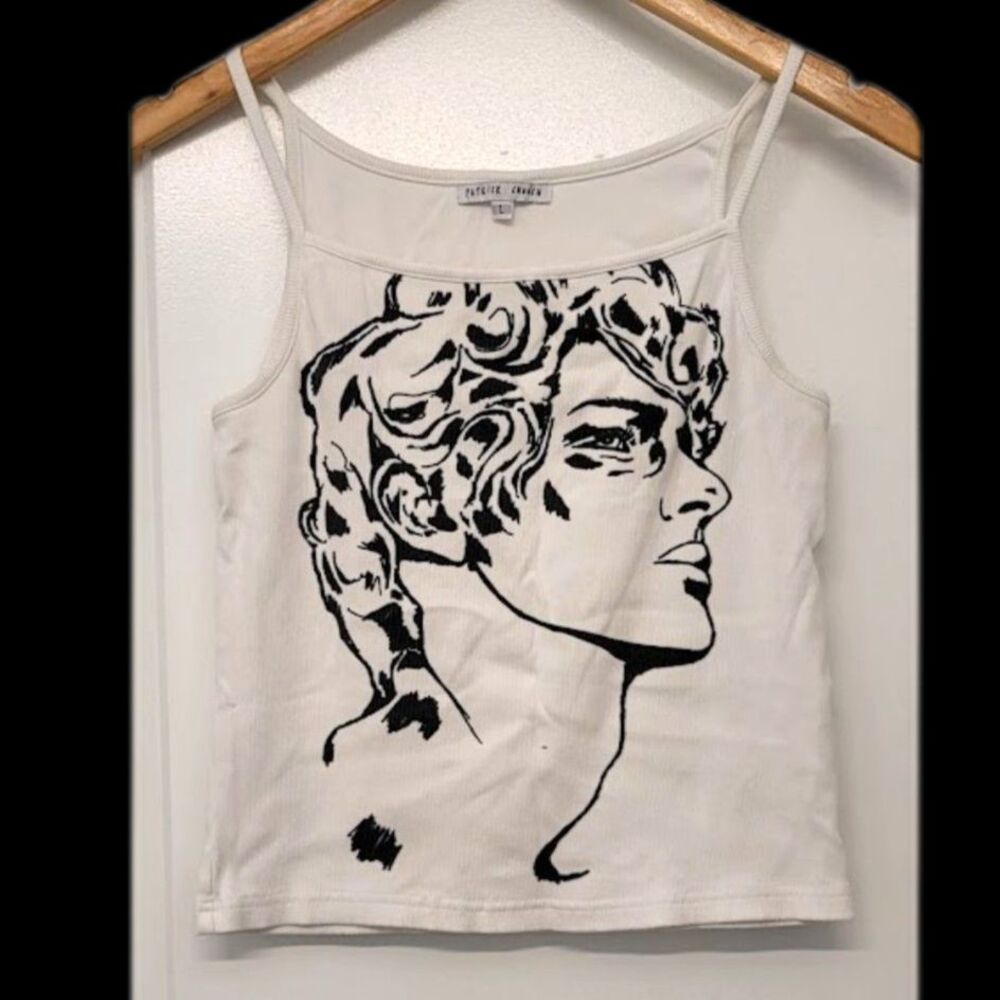Patrick Church Classical Portrait Ribbed Tank Top Gay Pride White Queer Art Sz.L
